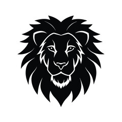 Stunning Lion Head Silhouette Vector Art - Black Lion Head Design Illustration