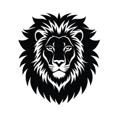 Stunning Lion Head Silhouette Vector Art - Black Lion Head Design Illustration