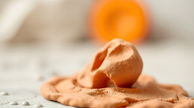 Close-up of orange modeling clay.