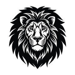 Obraz premium Stunning Lion Head Silhouette Vector Art - Black Lion Head Design Illustration