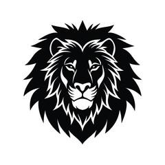 Stunning Lion Head Silhouette Vector Art - Black Lion Head Design Illustration