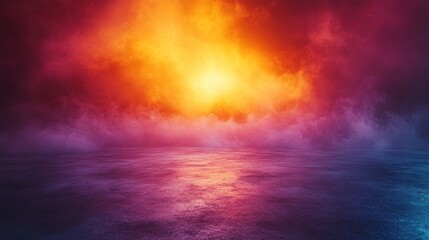 Fototapeta premium Vibrant sunset over a serene lake with colorful clouds reflecting on the water's surface