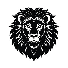 Stunning Lion Head Silhouette Vector Art - Black Lion Head Design Illustration