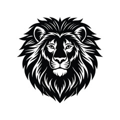 Stunning Lion Head Silhouette Vector Art - Black Lion Head Design Illustration