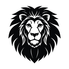 Stunning Lion Head Silhouette Vector Art - Black Lion Head Design Illustration