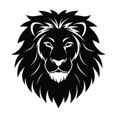 Stunning Lion Head Silhouette Vector Art - Black Lion Head Design Illustration