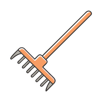 orange rake gardening tool isolated clip art preview