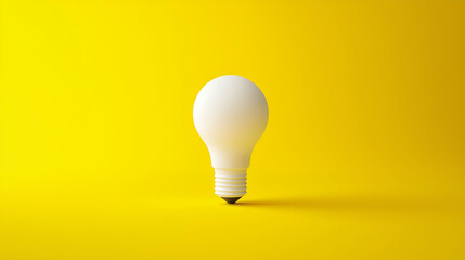 
single lightbulb icon, isolated on a bold yellow background, representing innovation and ideas in corporate settings. Space for writing. Business concept.