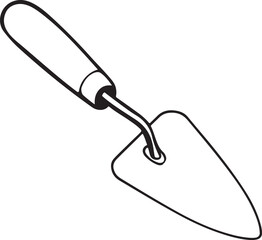 Trowel Rustic Tool for Gardening, Silhouette vector art illustration