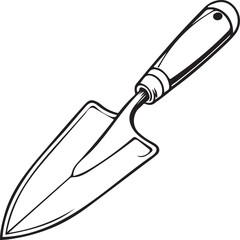 Trowel Rustic Tool for Gardening, Silhouette vector art illustration