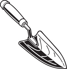 Trowel Rustic Tool for Gardening, Silhouette vector art illustration