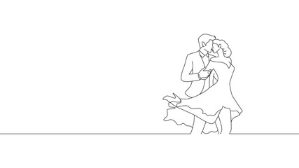 Couple dancing line art style vector illustration eps 10