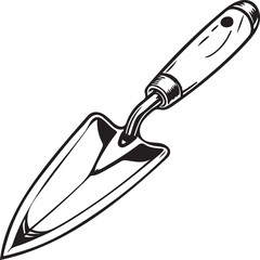 Trowel Rustic Tool for Gardening, Silhouette vector art illustration