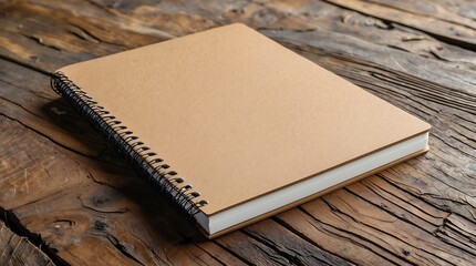 Fototapeta premium Rustic Spiral Notebook on Wooden Table