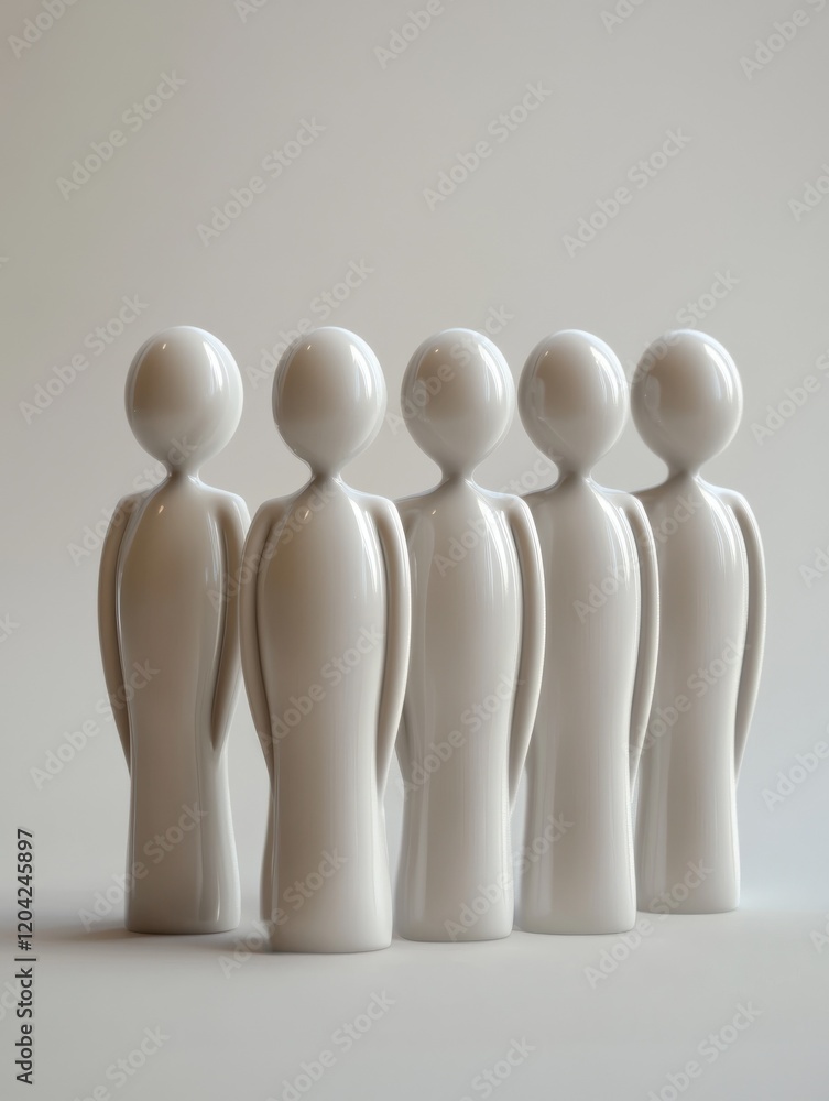 Aufkleber a group of six simplistic figures representing unity and collaboration.