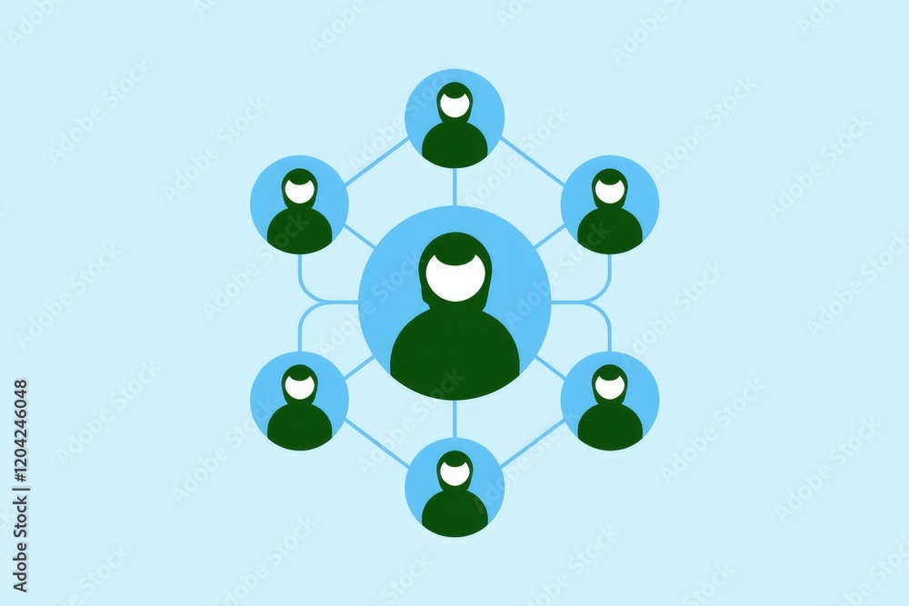 Poster a network of seven interconnected individuals, symbolizing collaboration and communication.