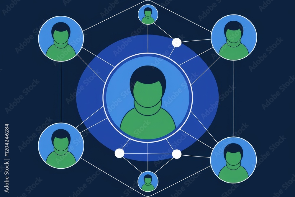 Poster a network graph showing interconnected individuals, symbolizing collaboration and communication.