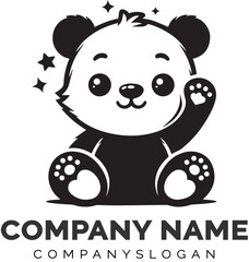 Cute baby bear logo design, silhouette design
