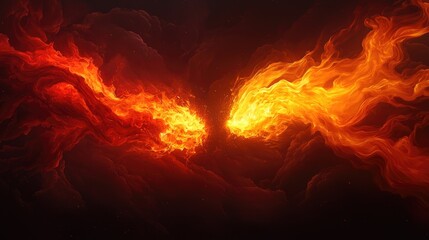 Fototapeta premium Dynamic Abstract Flames with Fiery Swirls in Dark Background