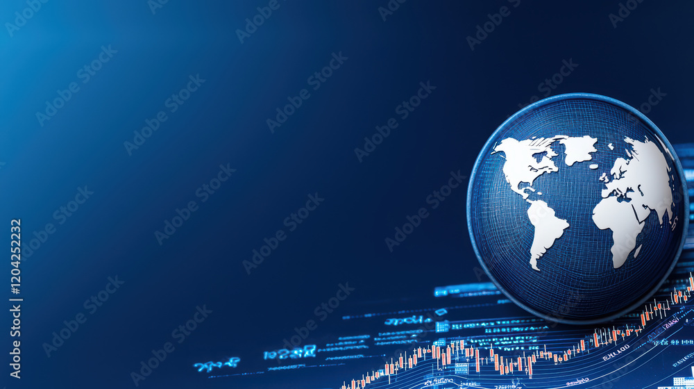 Poster global business concept with data visualization