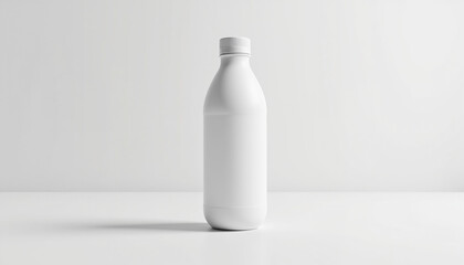 White plastic bottle on minimalist background