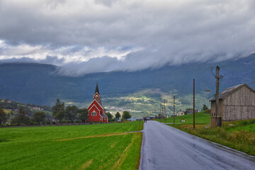 Olden Norway 2024 hiking views towards Briksdal Glacier, Jostedal Glacier largest glacier on...