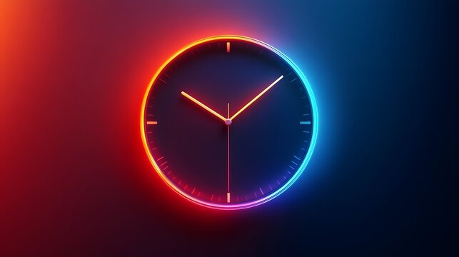 Vibrant Neon Circular Clock Glowing in Modern Gradient Design