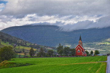 Olden Norway 2024 hiking views towards Briksdal Glacier, Jostedal Glacier largest glacier on...