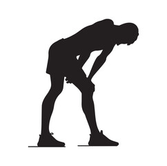 Exhausted athlete silhouette vector illustration