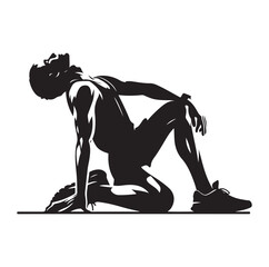 Exhausted athlete silhouette vector illustration