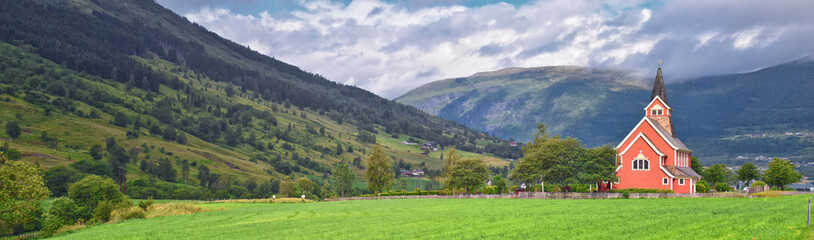 Olden Norway 2024 hiking views towards Briksdal Glacier, Jostedal Glacier largest glacier on...