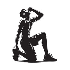 Exhausted athlete silhouette vector illustration