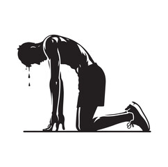Exhausted athlete silhouette vector illustration