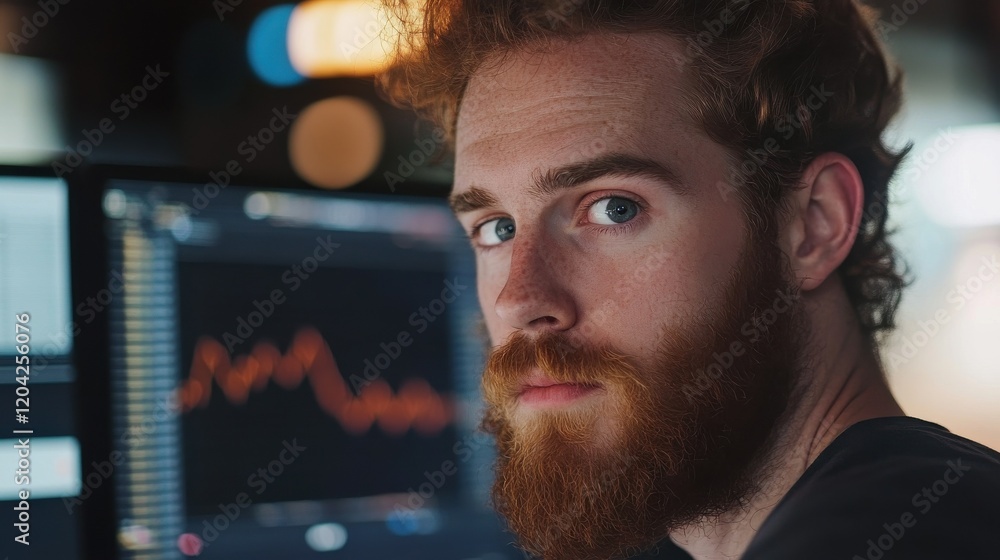 Poster crypto trader investor analyst broker using pc computer analyzing online cryptocurrency exchange sto