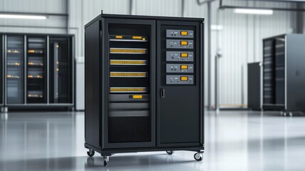 High-Tech Server Rack in Modern Data Center