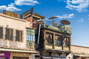 Beautiful street of old medina in Marrakech, Morocco, Africa.