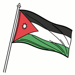 Jordan Flag: Red, white, green, and black horizontal stripes with a star.

