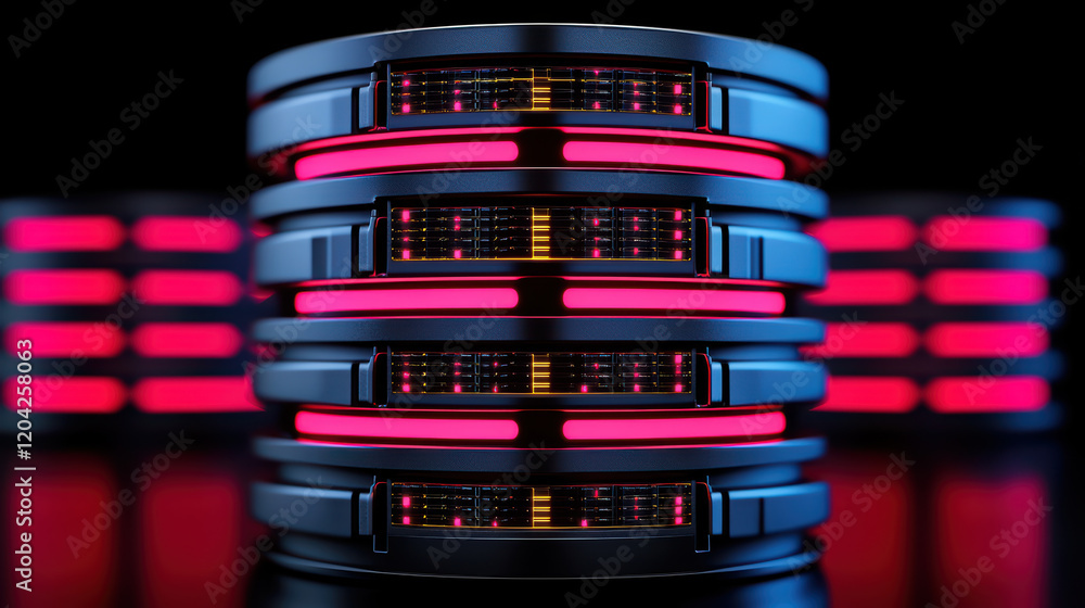 Aufkleber futuristic server design with glowing elements and sleek lines