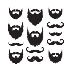 Set of mens beard silhouette vector illustration