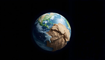 Fototapeta premium A fragment of the Earth with high relief, simple style, with white tones