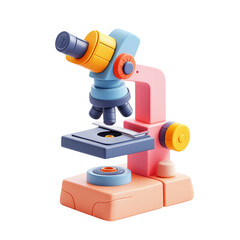 Colorful Toy Microscope on Transparent Background for Educational Use