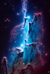 Naklejka premium Fantasy Space Nebula Pillars of My Creation AI
