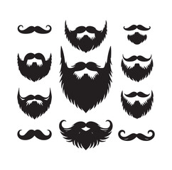 Set of mens beard silhouette vector illustration