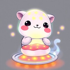 Cute glowing creature on a plate.