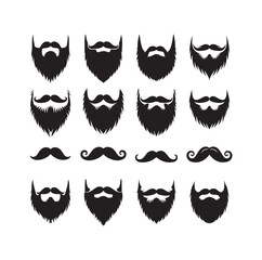 Set of mens beard silhouette vector illustration
