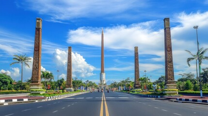 Kediri, Indonesia - August 21, 2016: Monumen Kebangsaan Simpang Lima Gumul