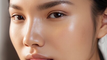 Naklejka premium Close-up of an east asian womans eyes