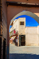 Beautiful street of old medina in Marrakech, Morocco, Africa.