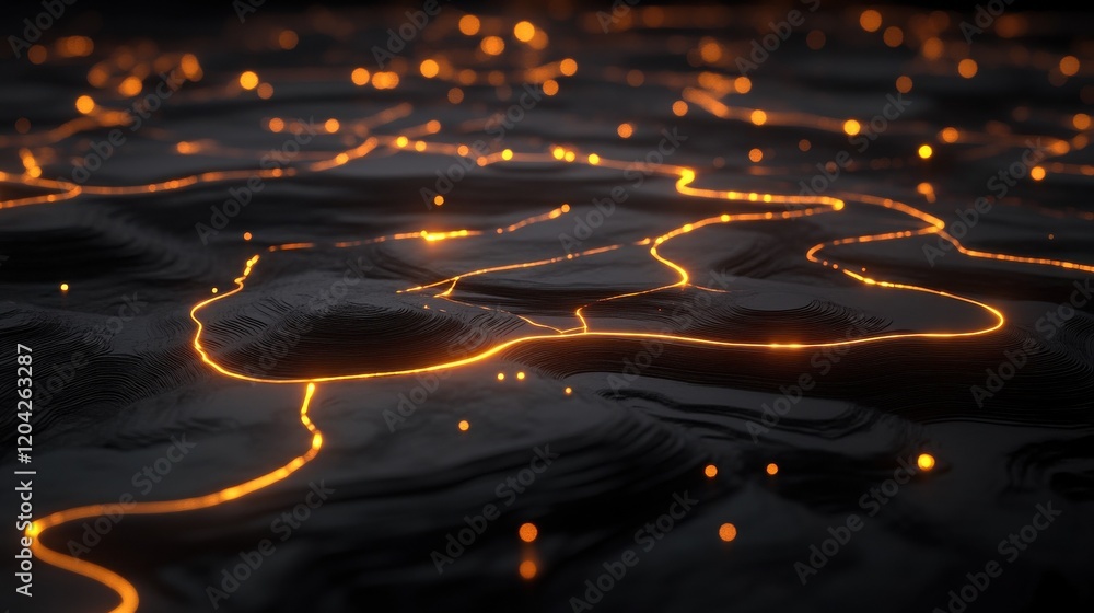 Poster social network connection concept with glowing contour lines countries and dots on dark background. 