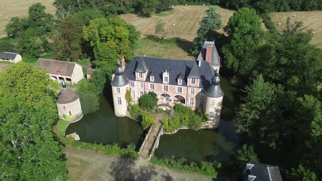 drone video Dornes castle france europe